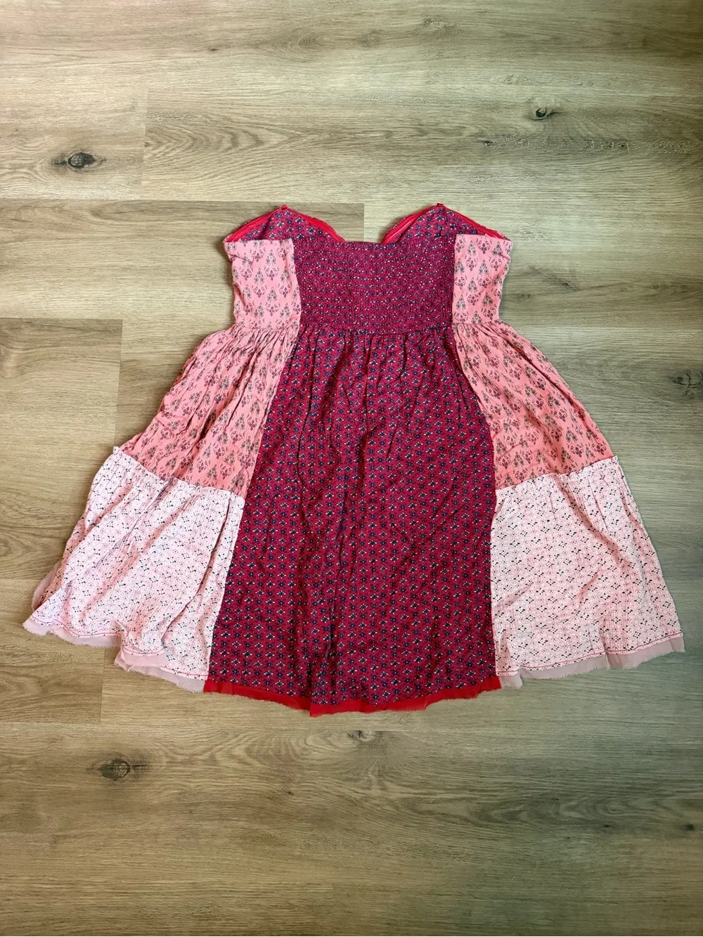Free People Pink & Red Patchwork Mini Dress